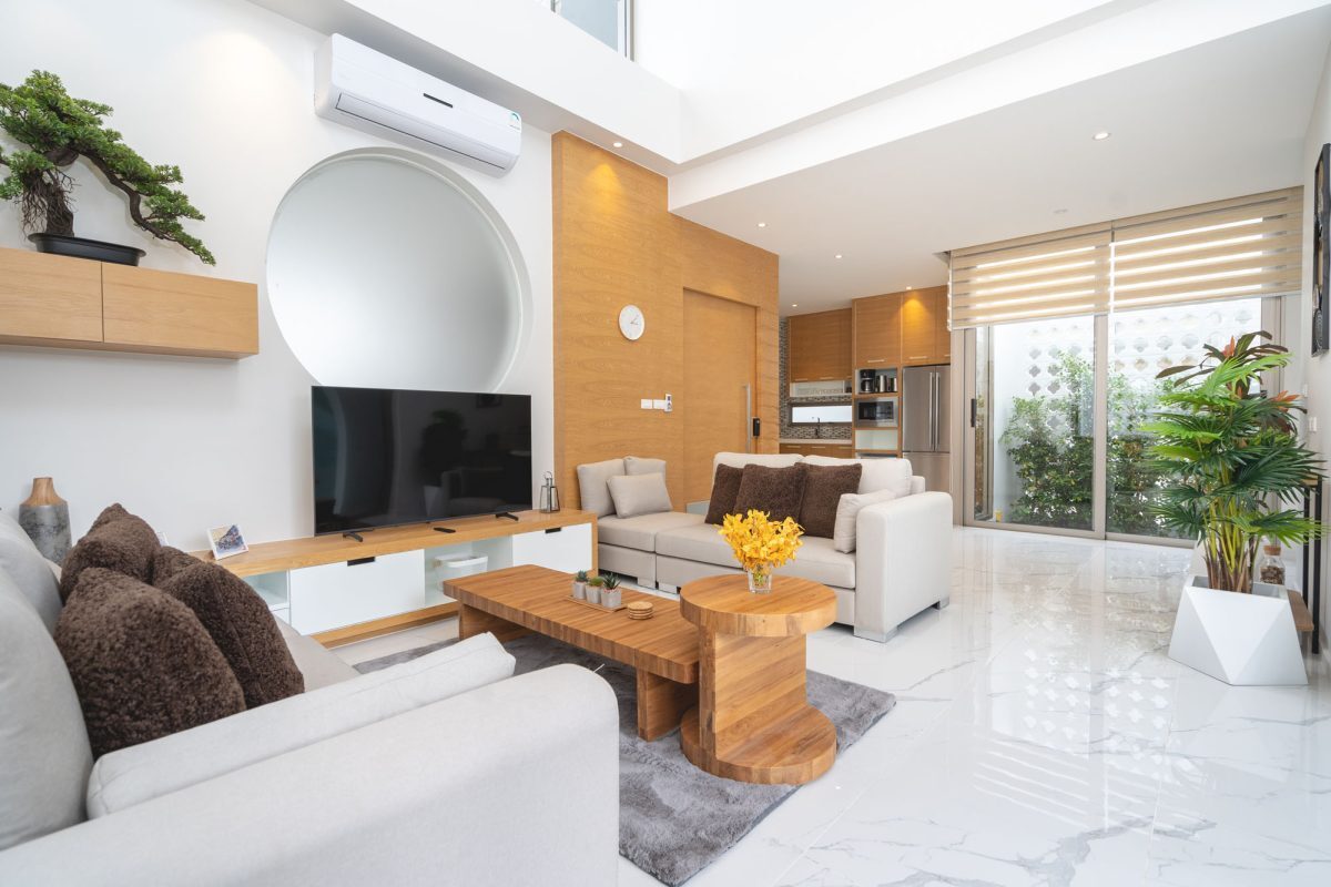 Sophisticated Pool Villa with High Ceilings and Garden