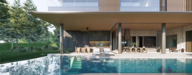 Modern Luxury Pool Villa with Lush Garden Surroundings