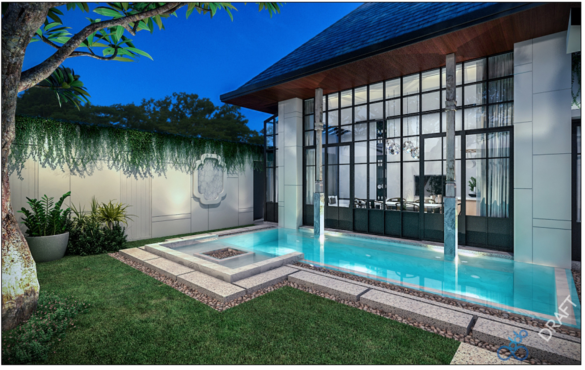 Japanese loft-style pool villa in Pasak
